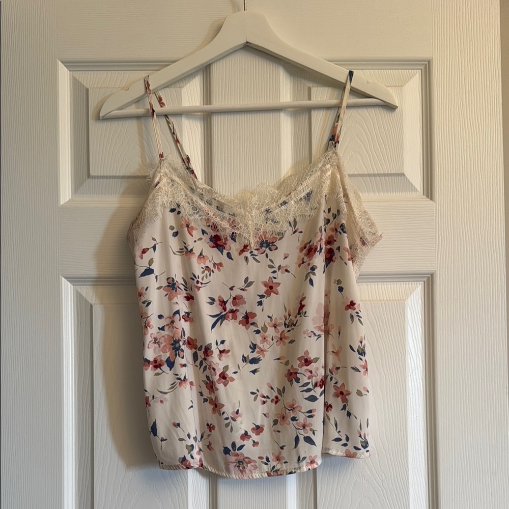 Hollister Floral Lace Trim Cami Top Size XS
